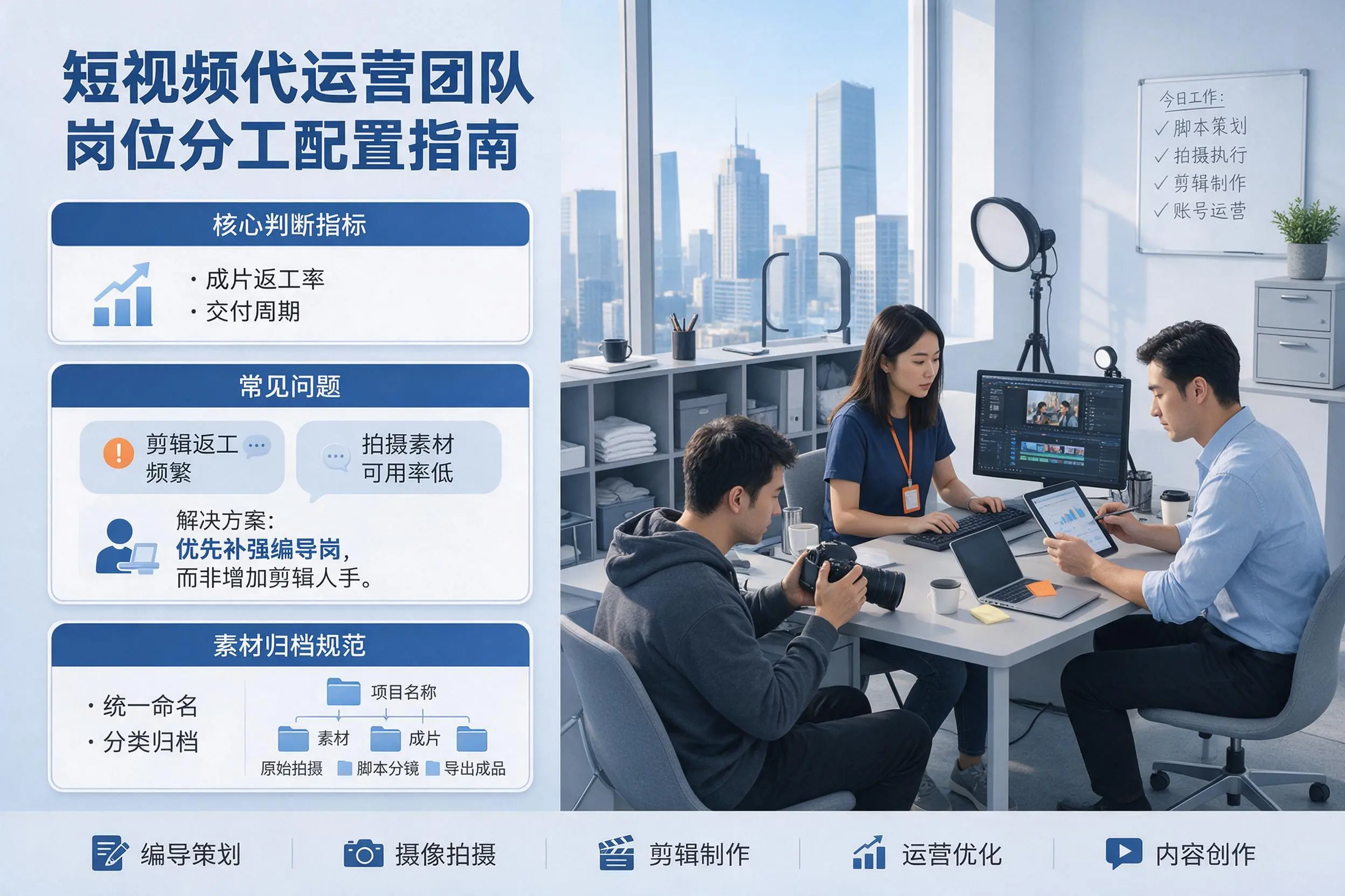短视频代运营团队如何配置?开封企业岗位分工科普说明