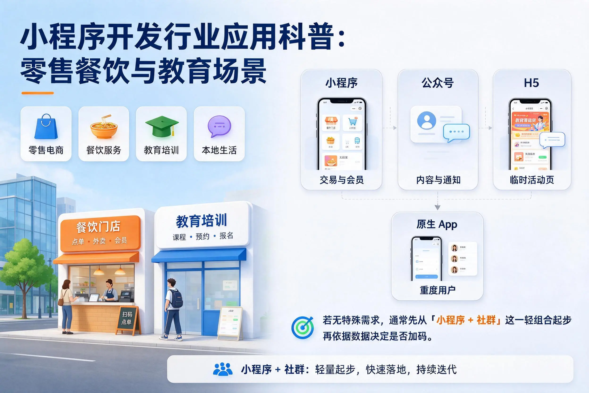 开封小程序开发行业应用科普:零售餐饮与教育场景